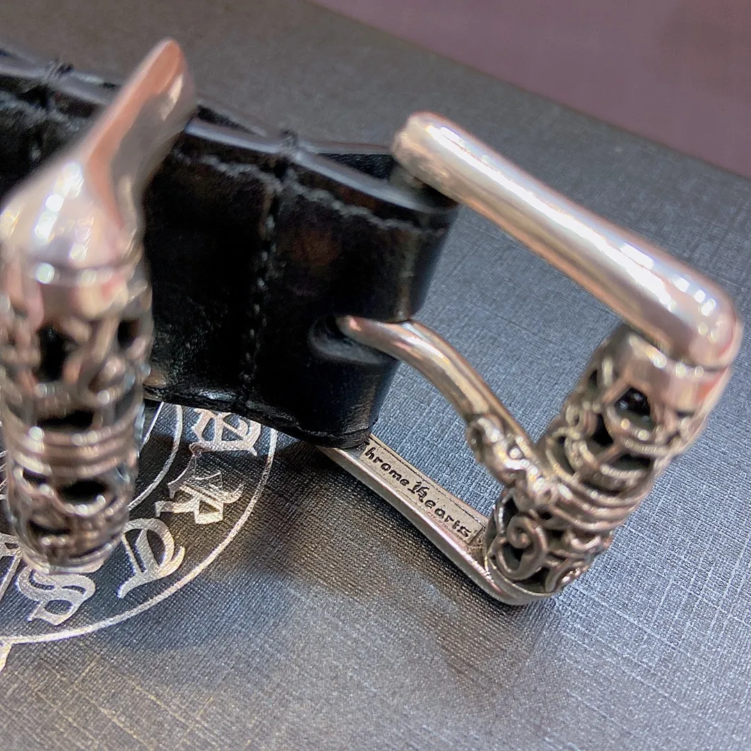 𝐂𝐡𝐫𝐨𝐦𝐞𝐇𝐞𝐚𝐫𝐭𝐬 Crow Heart Rotating Roller Celtic Dragon Pin Buckle Belt [Fixed Style], silver-plated s925 brass buckle with imported oil wax leather belt, very cool. Width 3.0cmp520